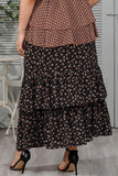 Plus Size Ditsy Floral Layered Maxi Skirt - Trendsi