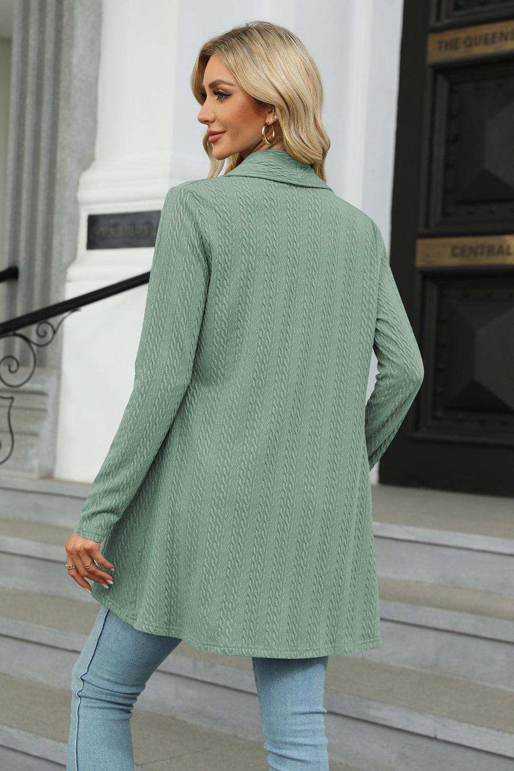 Open Front Long Sleeve Cardigan - Trendsi - Flyclothing LLC