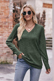 V-Neck Long Sleeve Ribbed Top - Trendsi - Flyclothing LLC