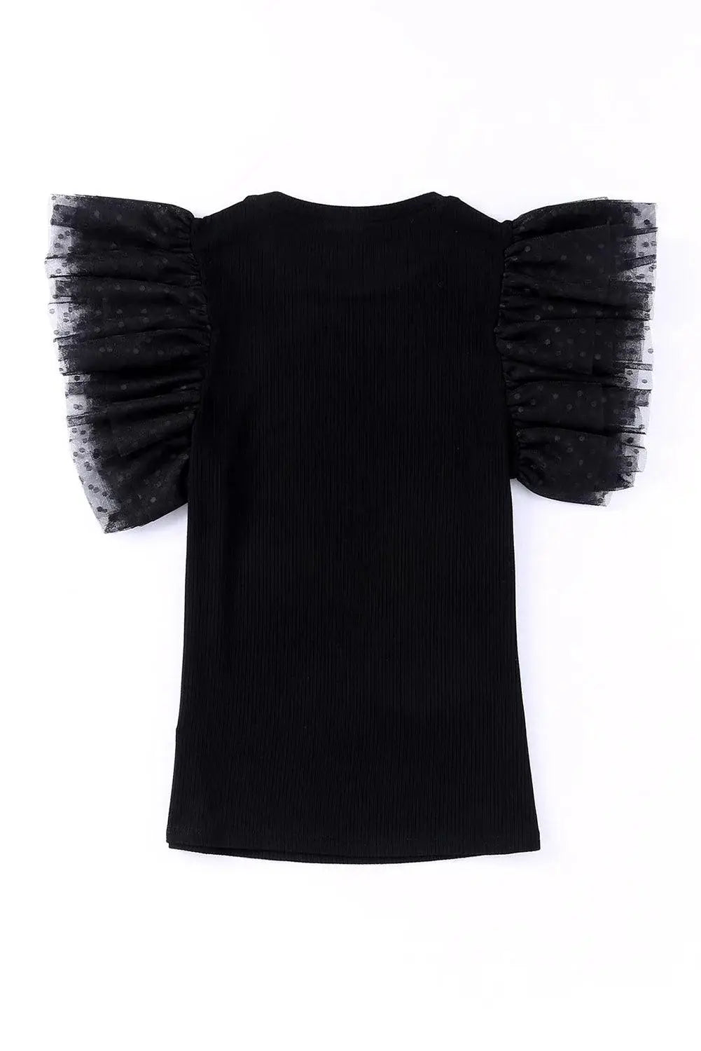 Polka Dot Flutter Sleeve Top - Trendsi - Flyclothing LLC