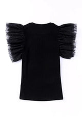 Polka Dot Flutter Sleeve Top - Trendsi - Flyclothing LLC