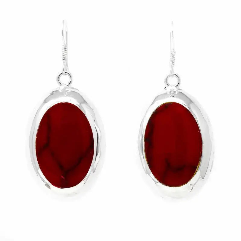 Earrings, Red Jasper Ovals - Artisana - Flyclothing LLC