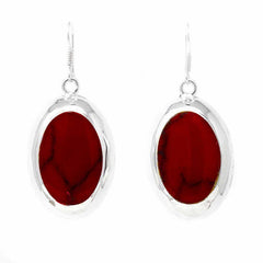 Earrings, Red Jasper Ovals - Artisana