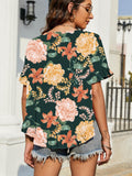 Floral Ruffled Flounce Sleeve Blouse - Trendsi