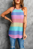 Striped Curved Hem Tank - Trendsi