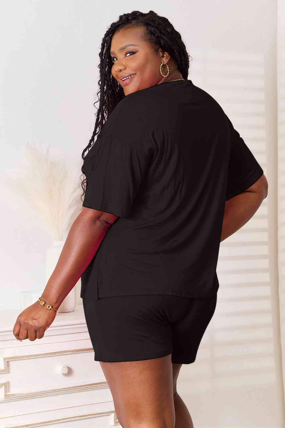 Basic Bae Full Size Soft Rayon Half Sleeve Top and Shorts Set - Trendsi - Flyclothing LLC