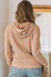 Waffle-Knit Drawstring Kangaroo Pocket Hoodie - Trendsi - Flyclothing LLC