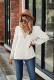 V-Neck Lace Detail Long Sleeve Top - Trendsi - Flyclothing LLC