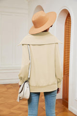 Half-Zip Collared Sweatshirt - Trendsi