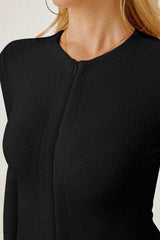 Zip Up Long Sleeve Bodysuit - Trendsi - Flyclothing LLC