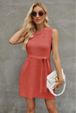 Tied Round Neck Sleeveless Sweater Dress - Flyclothing LLC