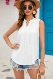 Eyelet Notched Sleeveless Top - Trendsi - Flyclothing LLC