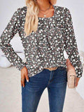 Full Size Square Neck Long Sleeve Blouse - Trendsi - Flyclothing LLC