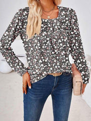 Full Size Square Neck Long Sleeve Blouse - Trendsi