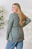 Heimish Full Size Floral Half Button Long Sleeve Blouse - Trendsi - Flyclothing LLC