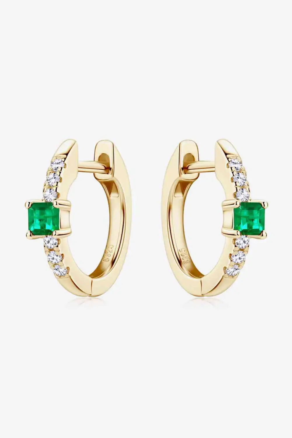Lab-Grown Emerald Earrings - Trendsi - Flyclothing LLC