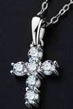 925 Sterling Silver Cross Moissanite Pendant Necklace - Trendsi