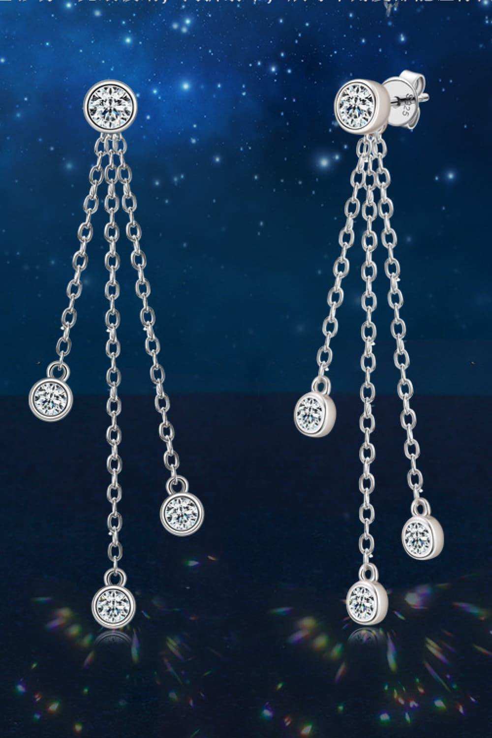 1.2 Carat Moissanite Layered Chain Earrings - Trendsi - Flyclothing LLC