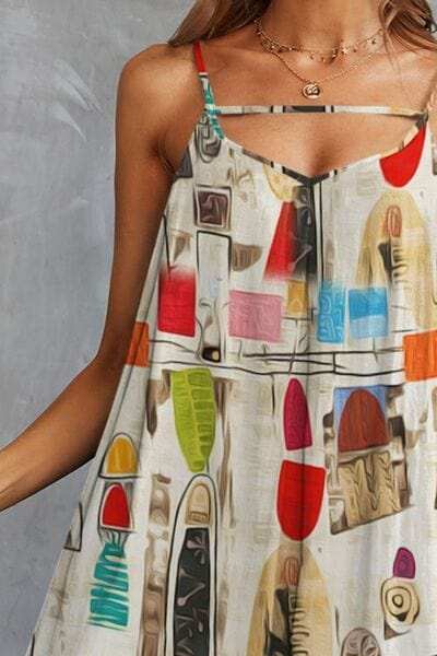 Printed Spaghetti Strap Mini Dress - Trendsi - Flyclothing LLC