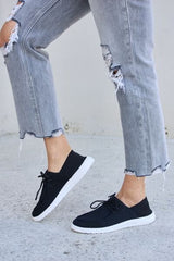 Forever Link Flat Round Toe Lace-Up Sneakers - Trendsi