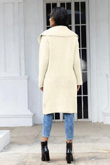 Pocketed Button Up Collared Neck Cardigan - Trendsi