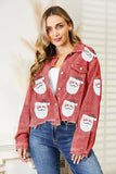 Sequin Raw Hem Jacket - Trendsi