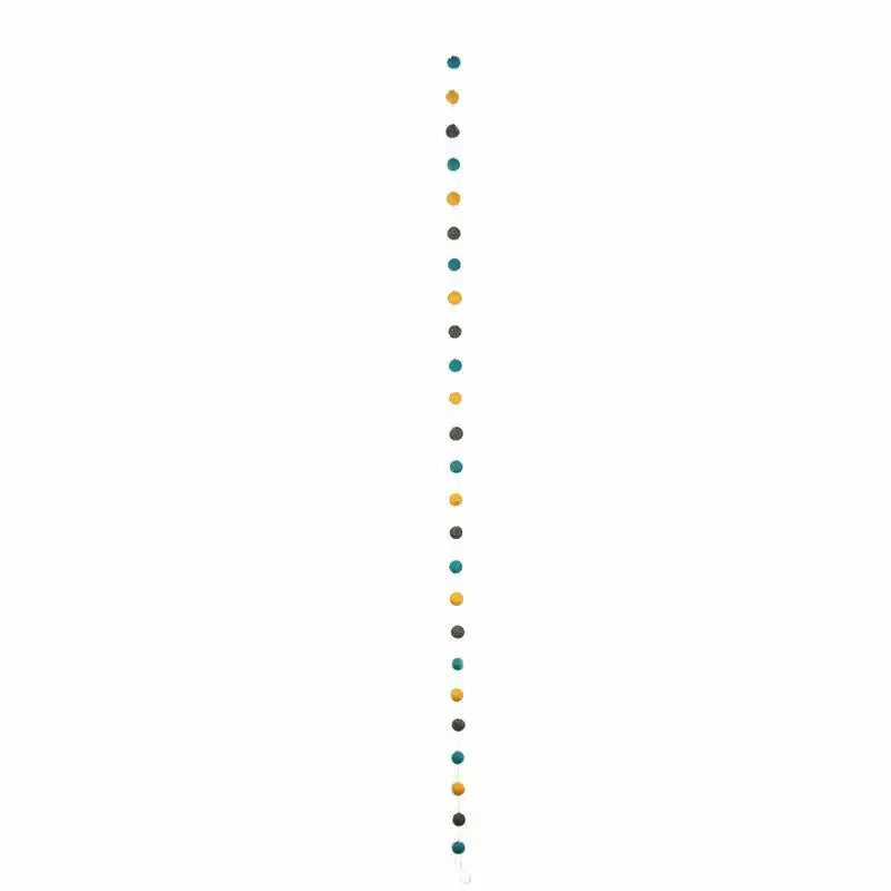 Hand Crafted Felt from Nepal: Pom Pom Garlands, Blue/Grey/Yellow - Global Groove Direct - Flyclothing LLC