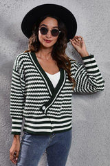 Striped V-Neck Knit Top - Flyclothing LLC