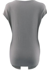 Ribbed Surplice Neck Slit Top - Trendsi - Flyclothing LLC