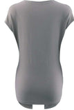 Ribbed Surplice Neck Slit Top - Trendsi - Flyclothing LLC