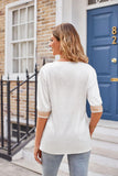 Printed Contrast V-Neck Tee - Trendsi