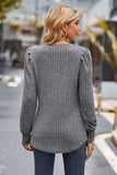 Ribbed Round Neck Long Sleeve Knit Top - Trendsi - Flyclothing LLC