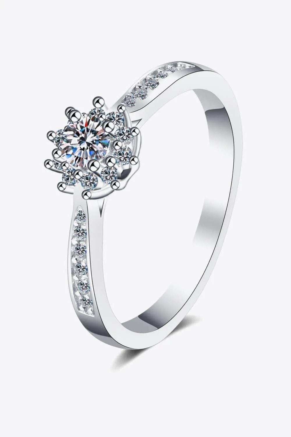 Moissanite Rhodium-Plated Snowflake Ring - Trendsi - Flyclothing LLC