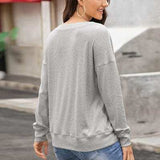 Quarter Button Dropped Shoulder Blouse - Trendsi - Flyclothing LLC