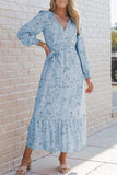 Printed Tie Front Ruffle Hem Dress - Trendsi - Flyclothing LLC