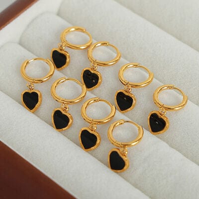18K Gold-Plated Heart Drop Earrings - Trendsi
