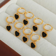 18K Gold-Plated Heart Drop Earrings - Trendsi