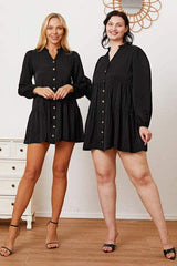Ruffled Button Up Long Sleeve Tiered Shirt - Trendsi - Flyclothing LLC