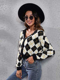 Geometric Button Up Long Sleeve Cardigan - Trendsi - Flyclothing LLC