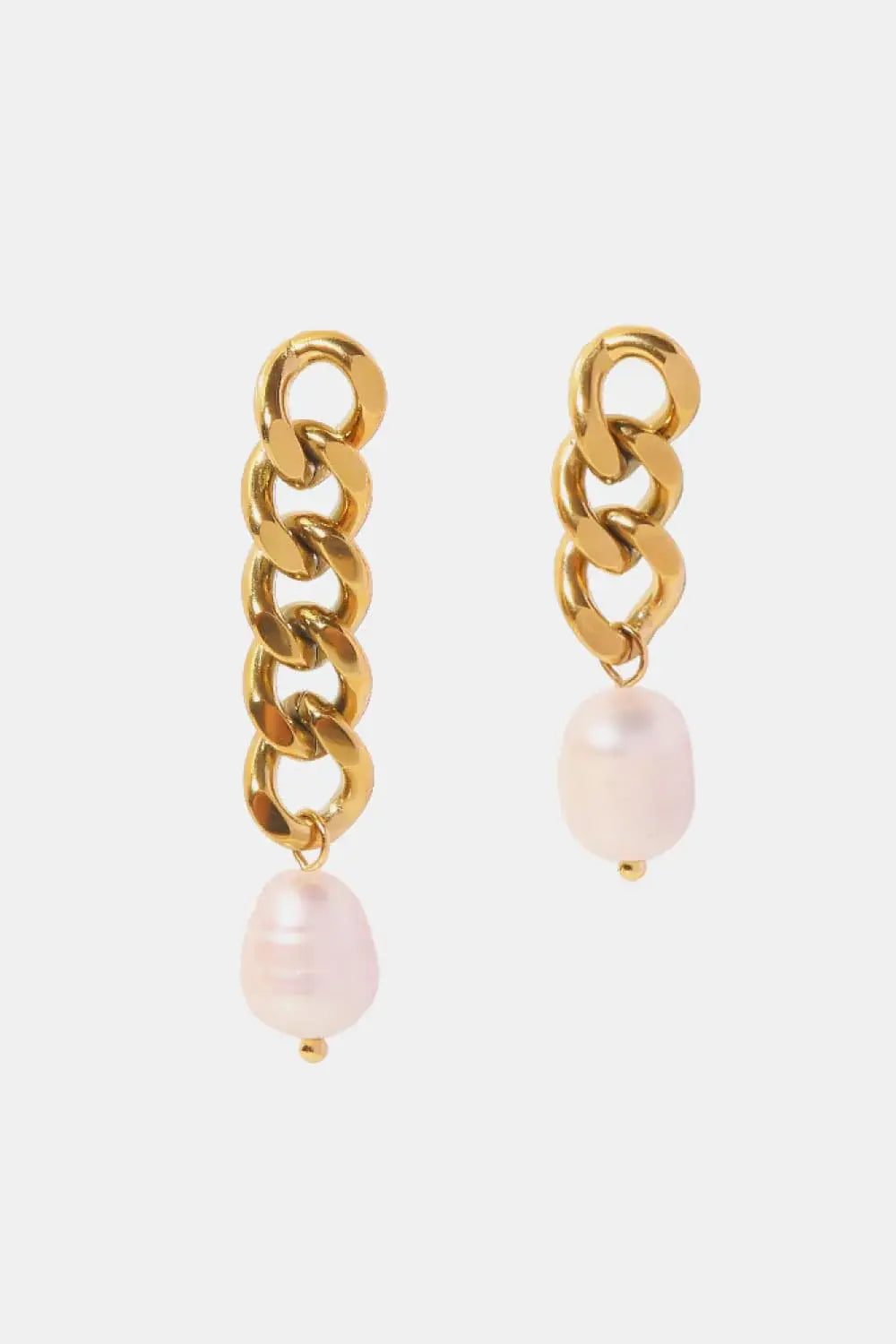 Stainless Steel Pearl Asymmetrical Earrings - Trendsi - Flyclothing LLC