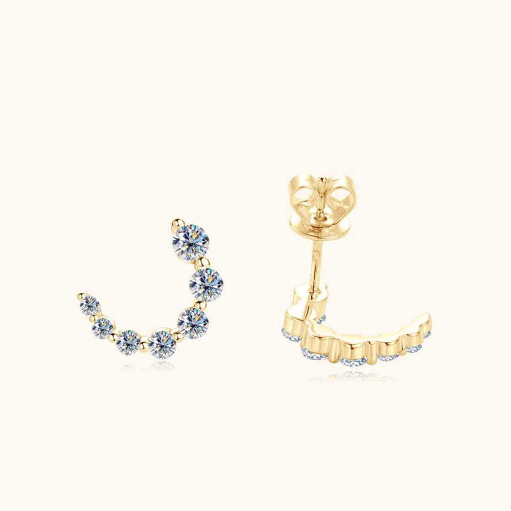 925 Sterling Silver Inlaid Moissanite Stud Earrings - Trendsi - Flyclothing LLC