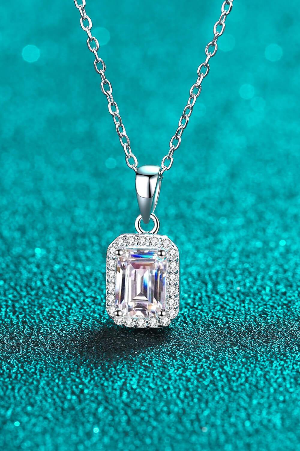 Square Moissanite Pendant Chain Necklace - Flyclothing LLC