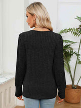 Lace Detail V-Neck Ribbed Blouse - Trendsi - Flyclothing LLC