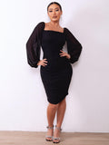 Zip-Back Ruched Bodycon Dress - Flyclothing LLC