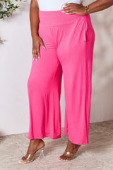 Double Take Full Size Smocked Wide Waistband Wide Leg Pants - Trendsi - Flyclothing LLC