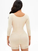 Full Size Zip Up Lace Detail Long Sleeve Shapewear - Trendsi - Flyclothing LLC
