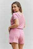 Zenana Chilled Out Full Size Short Sleeve Romper in Light Carnation Pink - Trendsi - Flyclothing LLC