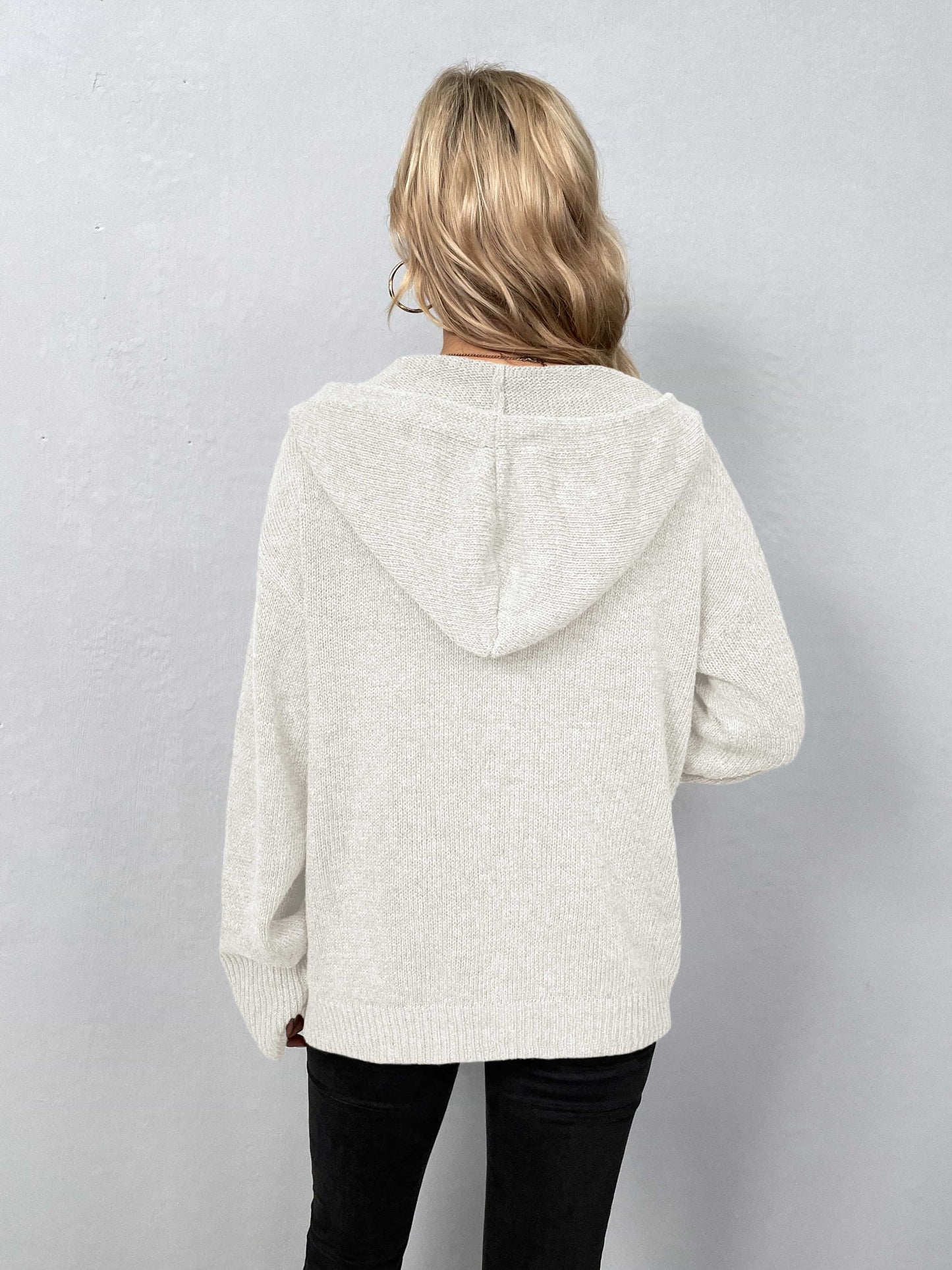 Button-Down Long Sleeve Hooded Sweater - Trendsi - Flyclothing LLC