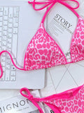Leopard Print Halter Neck Tie Side Bikini Set - Trendsi - Flyclothing LLC