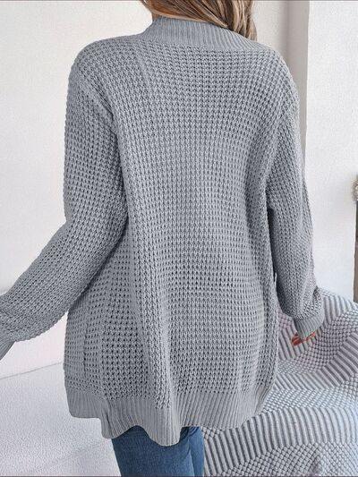 Open Front Long Sleeve Cardigan with Pockets - Trendsi